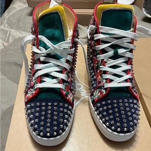 Louboutin Louis Orlato Flat version navy multi coloured